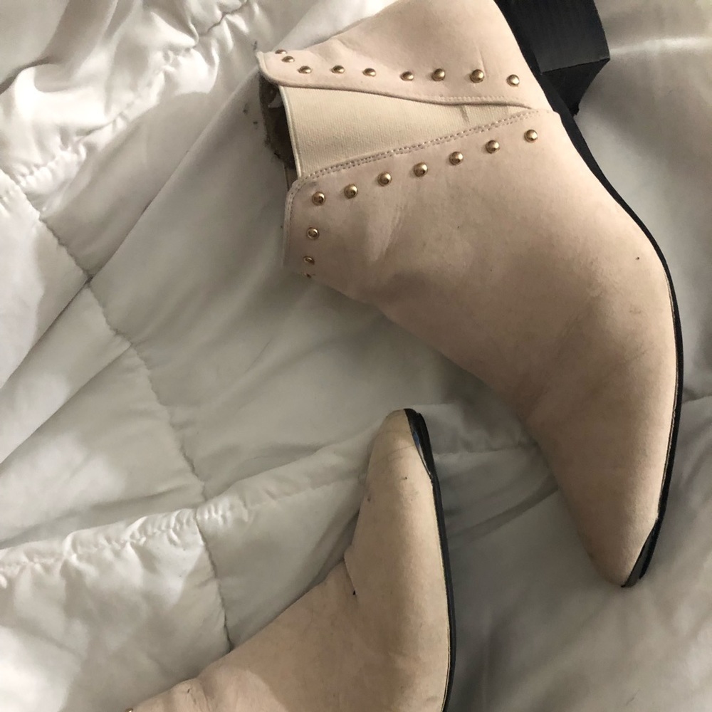 Suede booties.